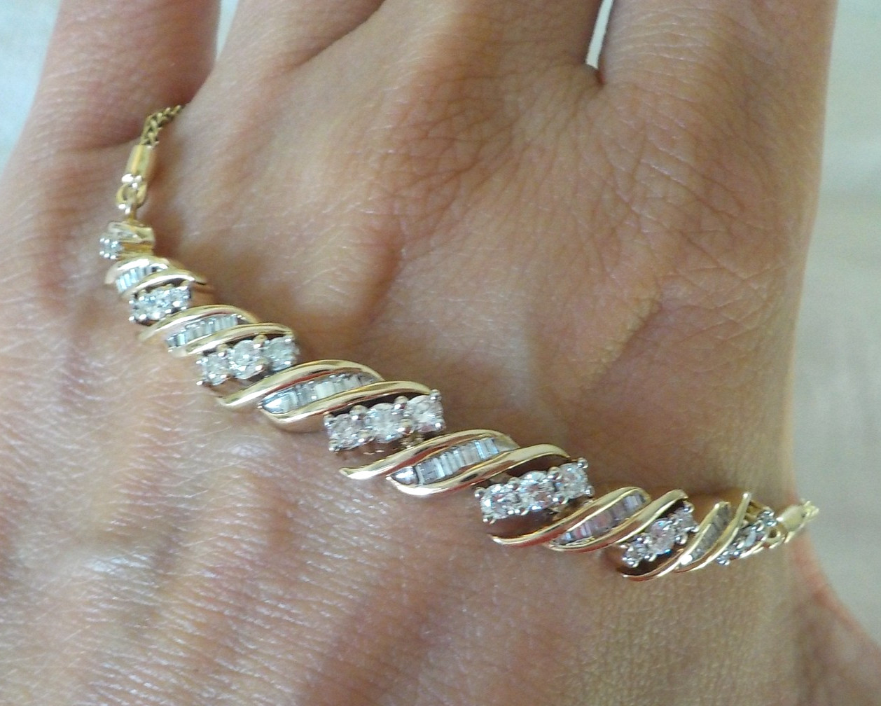 Adjustable 14k Yellow Gold Chunky Diamond Bolo Bracelet – 12.64 gms, 1.06 ctw