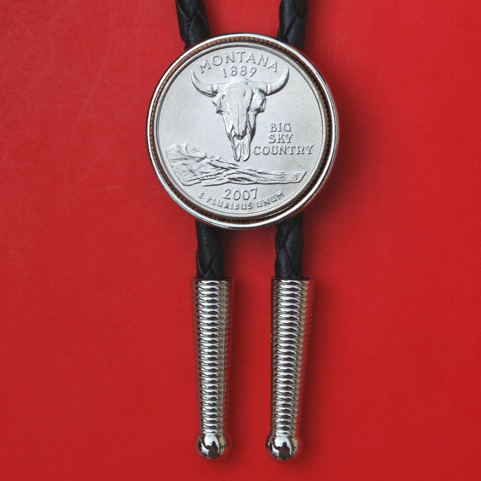 US 1999 ~ 2009 50 States, DC and Territories Quarter 36″ Black Cord Bolo Tie NEW