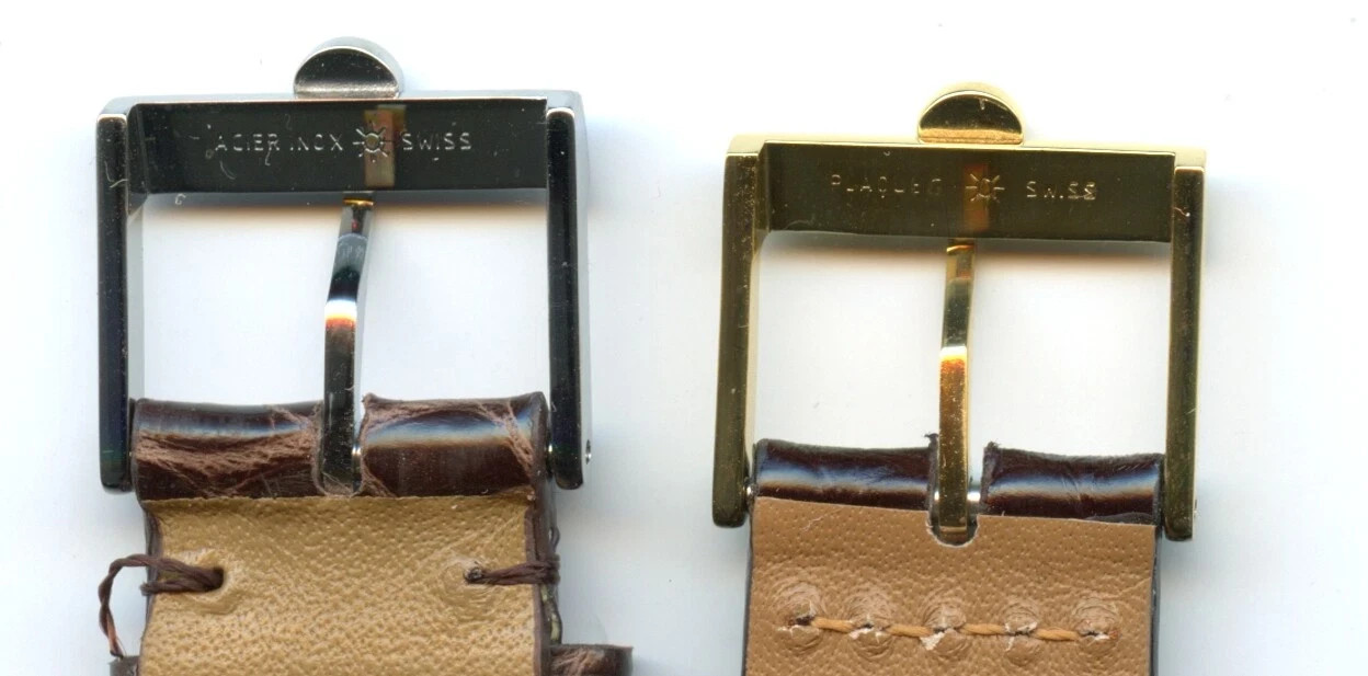 VINTAGE STEEL OR GOLD PLATED OMEGA BUCKLE 16mm INTERNAL DIAMETER – NO STRAP