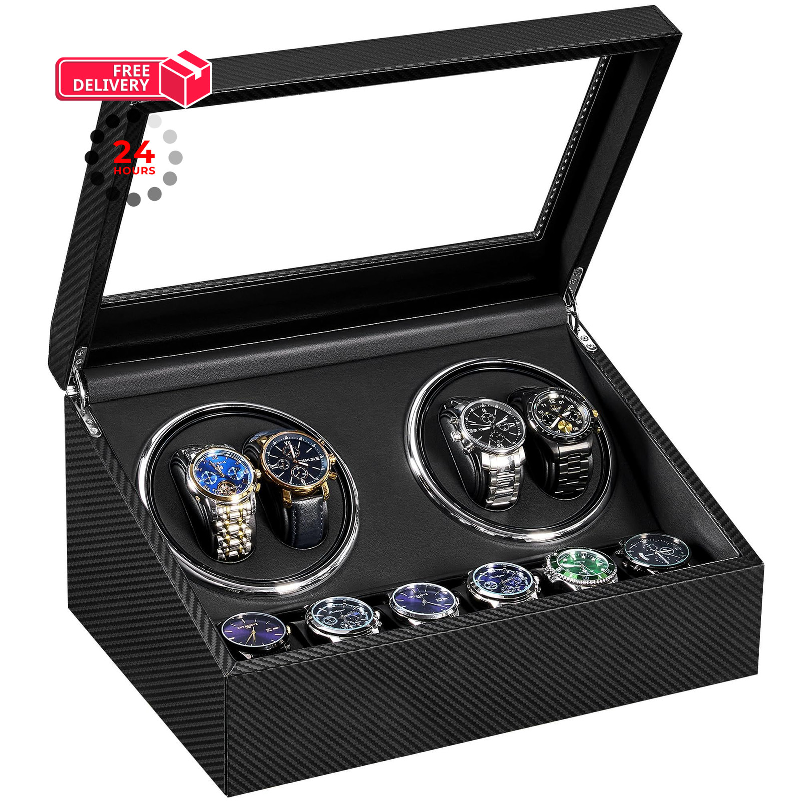 ANWBROAD Watch Winders for Automatic 15.94 x 7.67 x 11.81 inches, Black