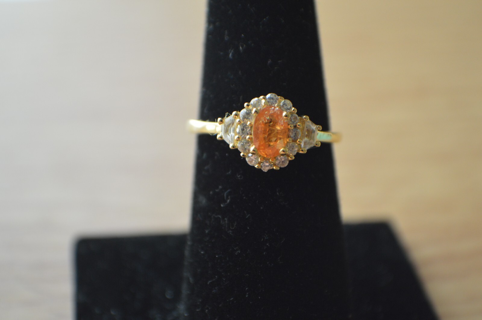 1.25ct Viceroy Spessartine Garnet / Zircon Ring 14k YG over Fine Silver Size 8