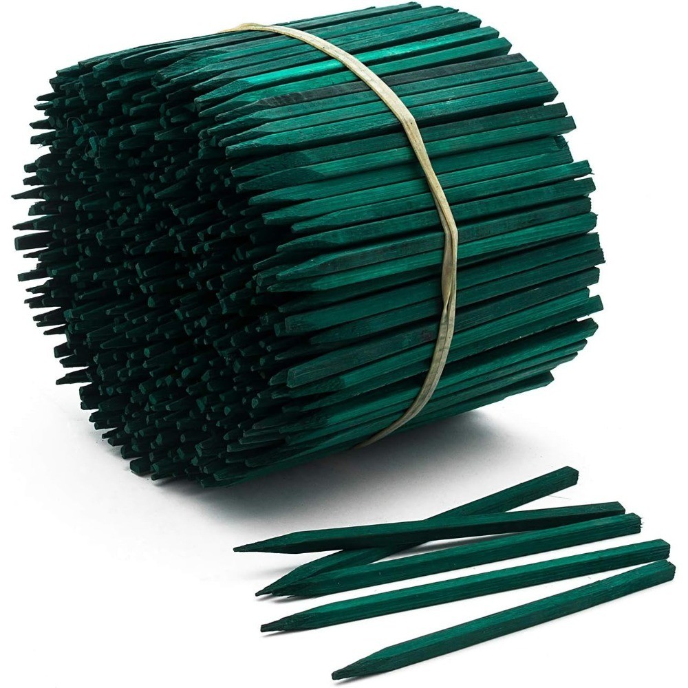 Green Wood Plant Stakes Floral Picks Wooden Sign Posts Garden Sticks 4 Inch 100