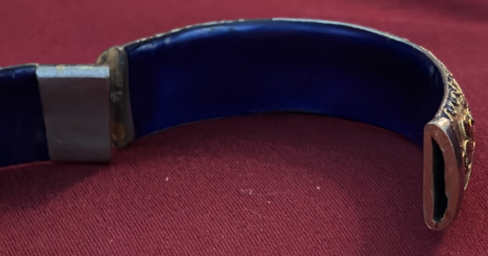 Three Vintage High End Cloisonné Bangle Bracelet One Hinged Antique
