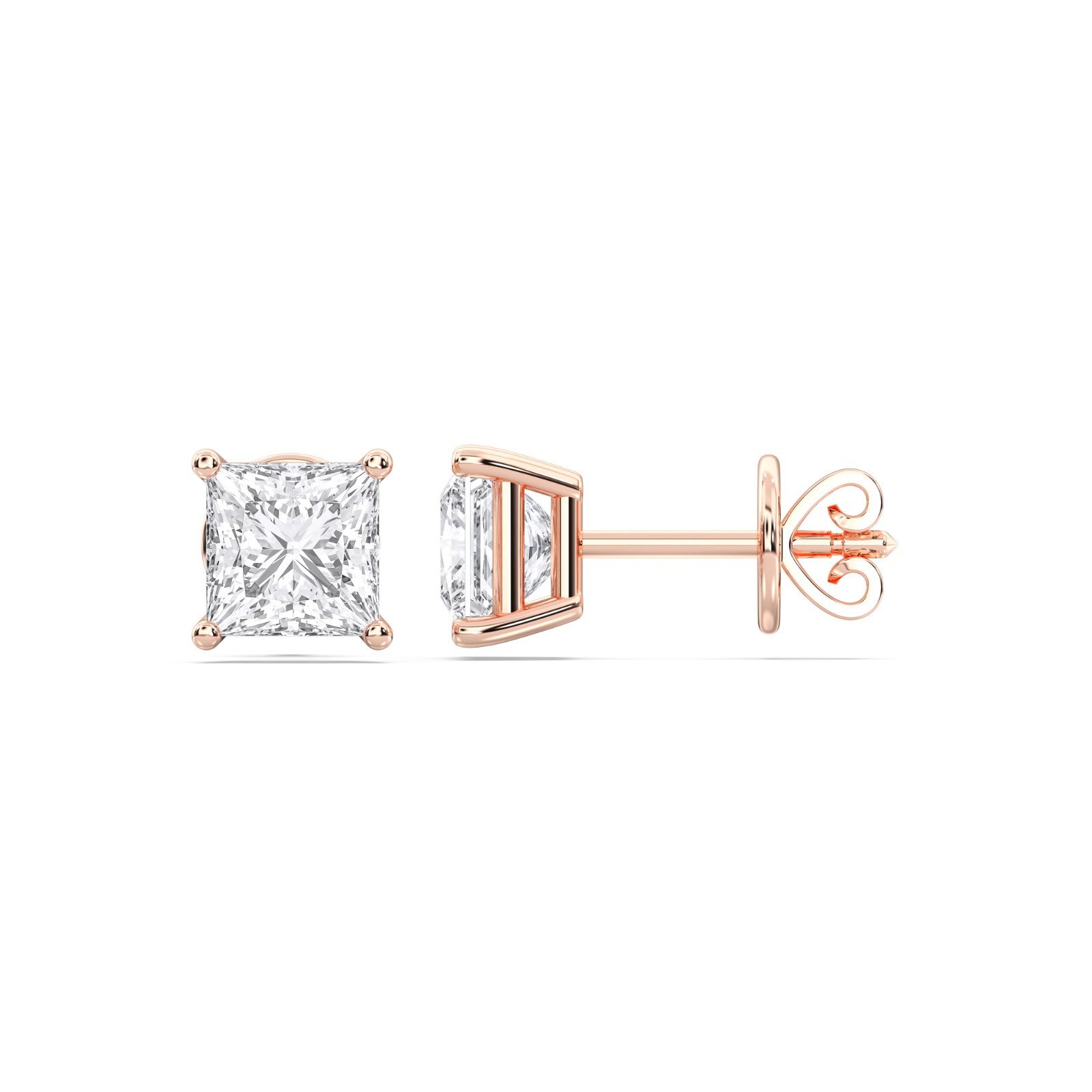 0.50Ct Princess Cut Lab Grown Diamond Stud Earring 10K 14K 18K & 925 Women Gift