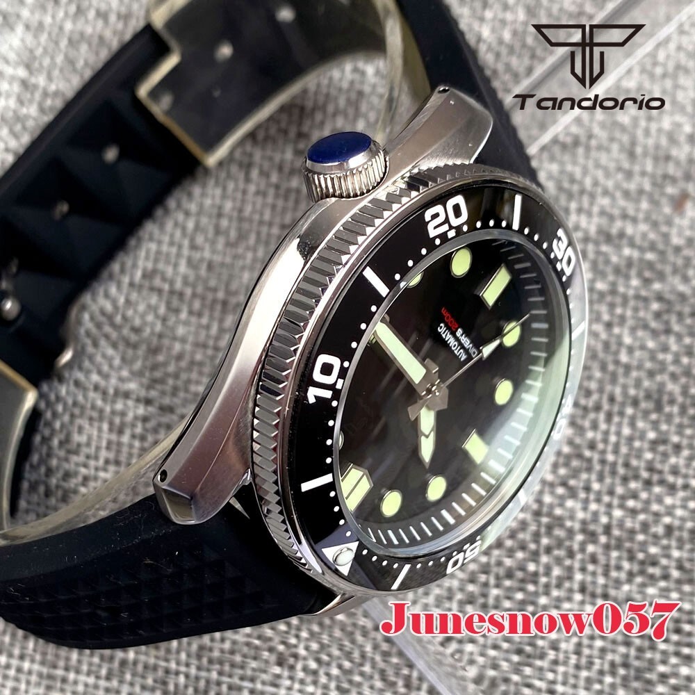 Tandorio 43MM SBDX001 Watch Japan NH35 Men Black Sterile Dial Chapter Ring 20ATM