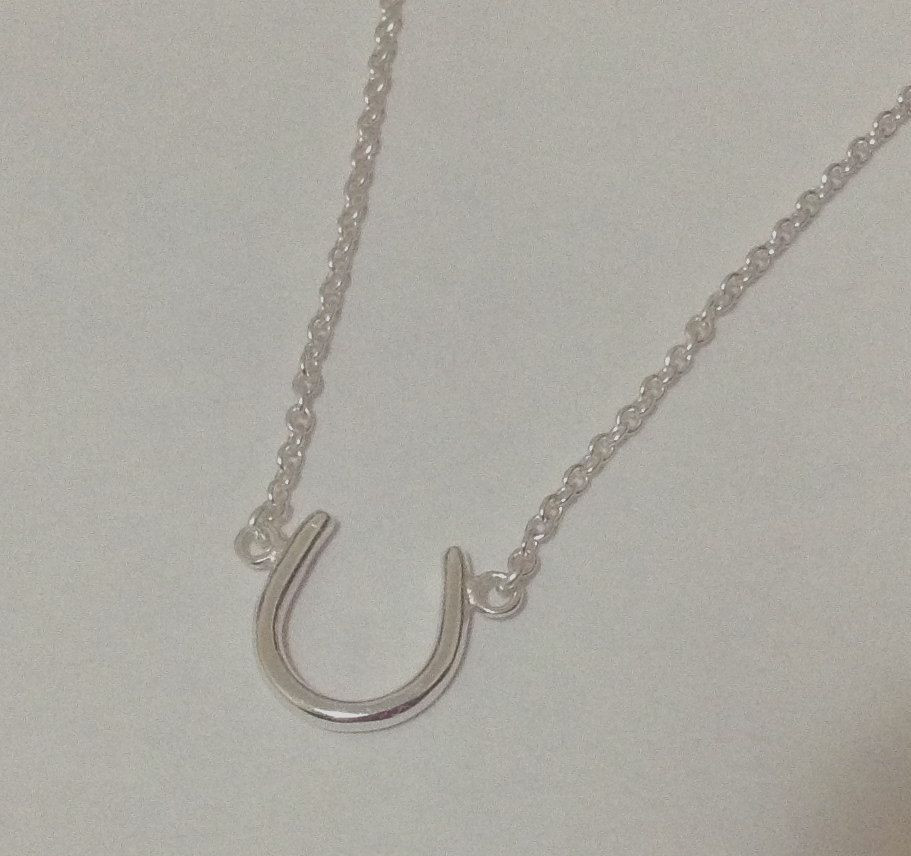 925 Sterling Silver Plain Horseshoe Pendant Necklace
