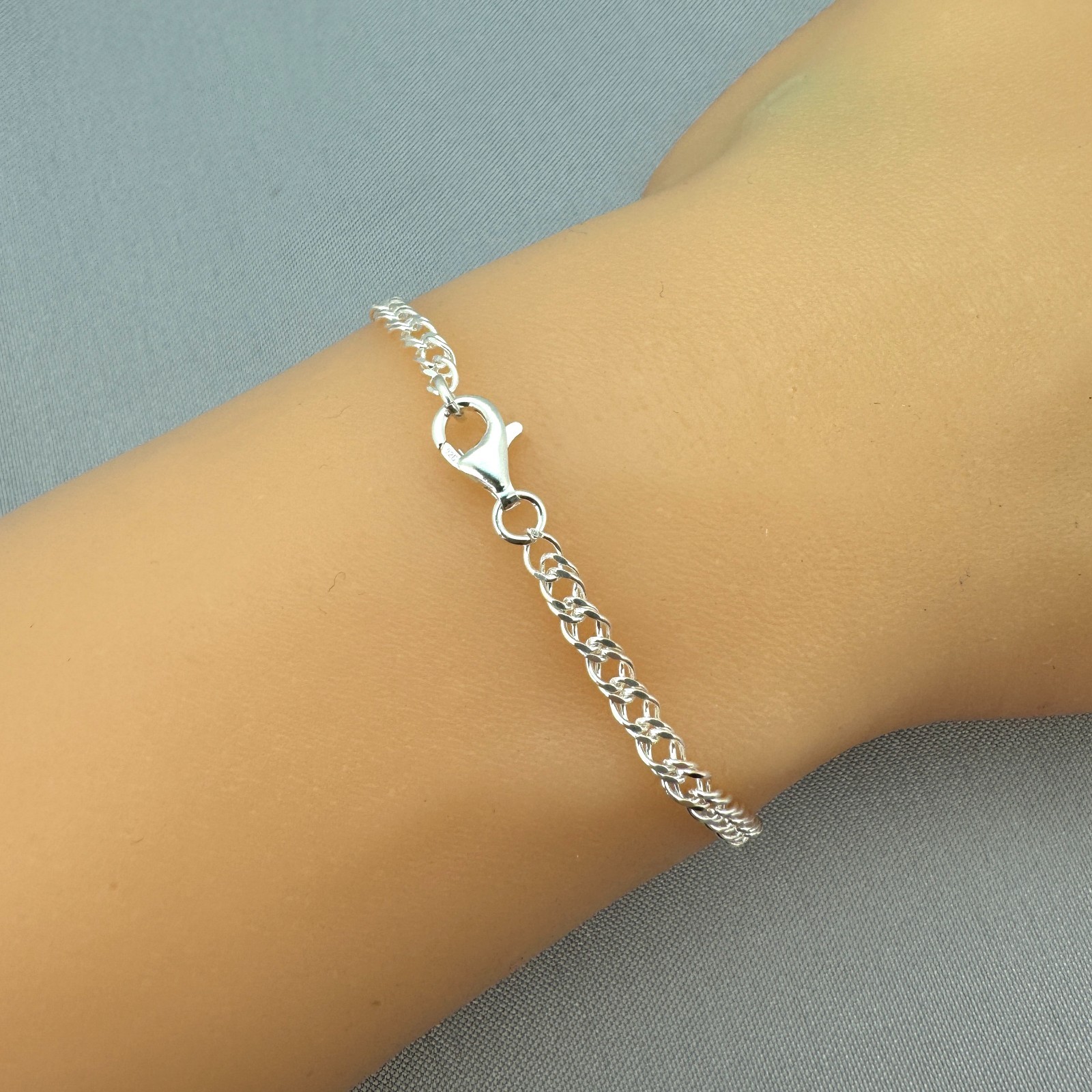 Sterling Silver Double Diamond Cut Necklace Chain (All Sizes) Made in Italy
