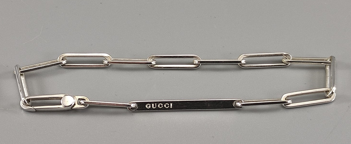 Gucci Sterling Silver 925 Chain Link Bracelet 18.5cm 4mm Light Weight 5.3g