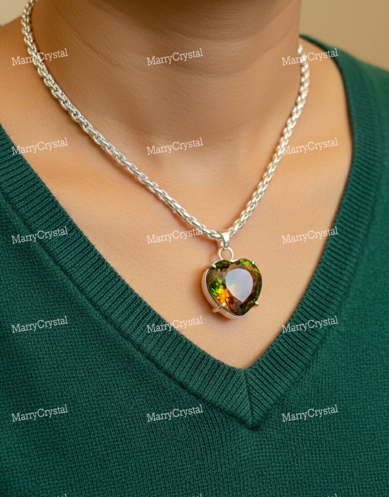 Color Changing Zultanite Glass German Silver With 18″ Chain Loose Gemstone
