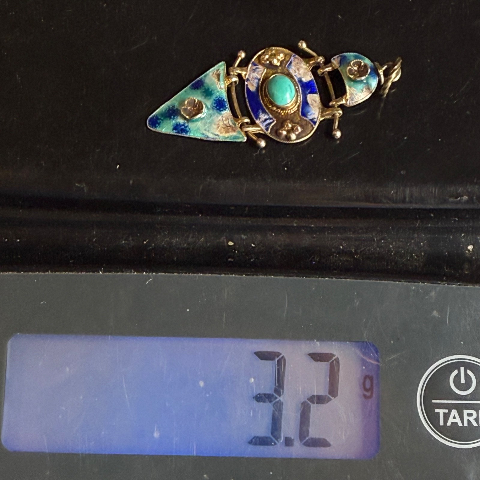 Vintage Chinese Export Pendant Sterling Silver Blue Enamel