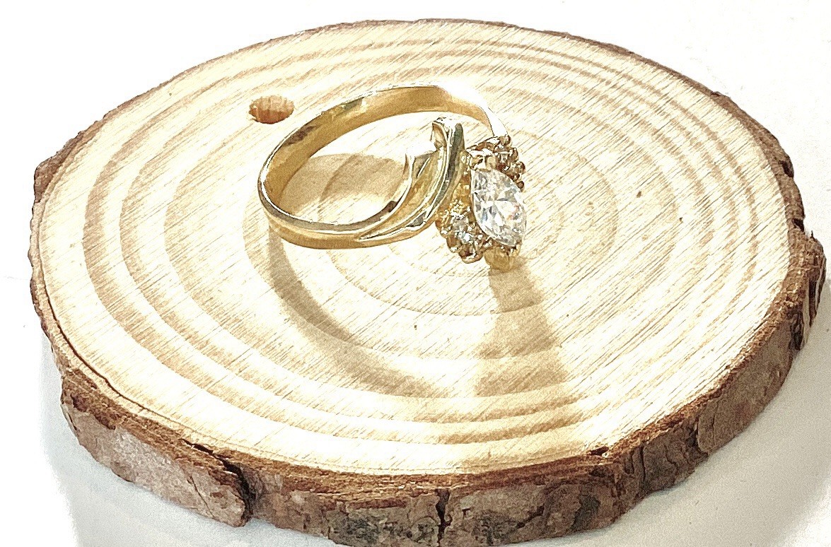 10 KT Yellow Gold Real Stamped Marquise April Birthstone Diamond, ring SZ 8.25