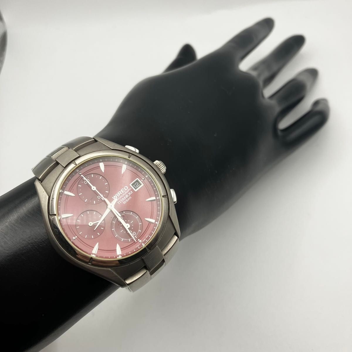 Seiko Wired Chronograph Men’s Titanium Red Dial Date Quartz Watch From Japan
