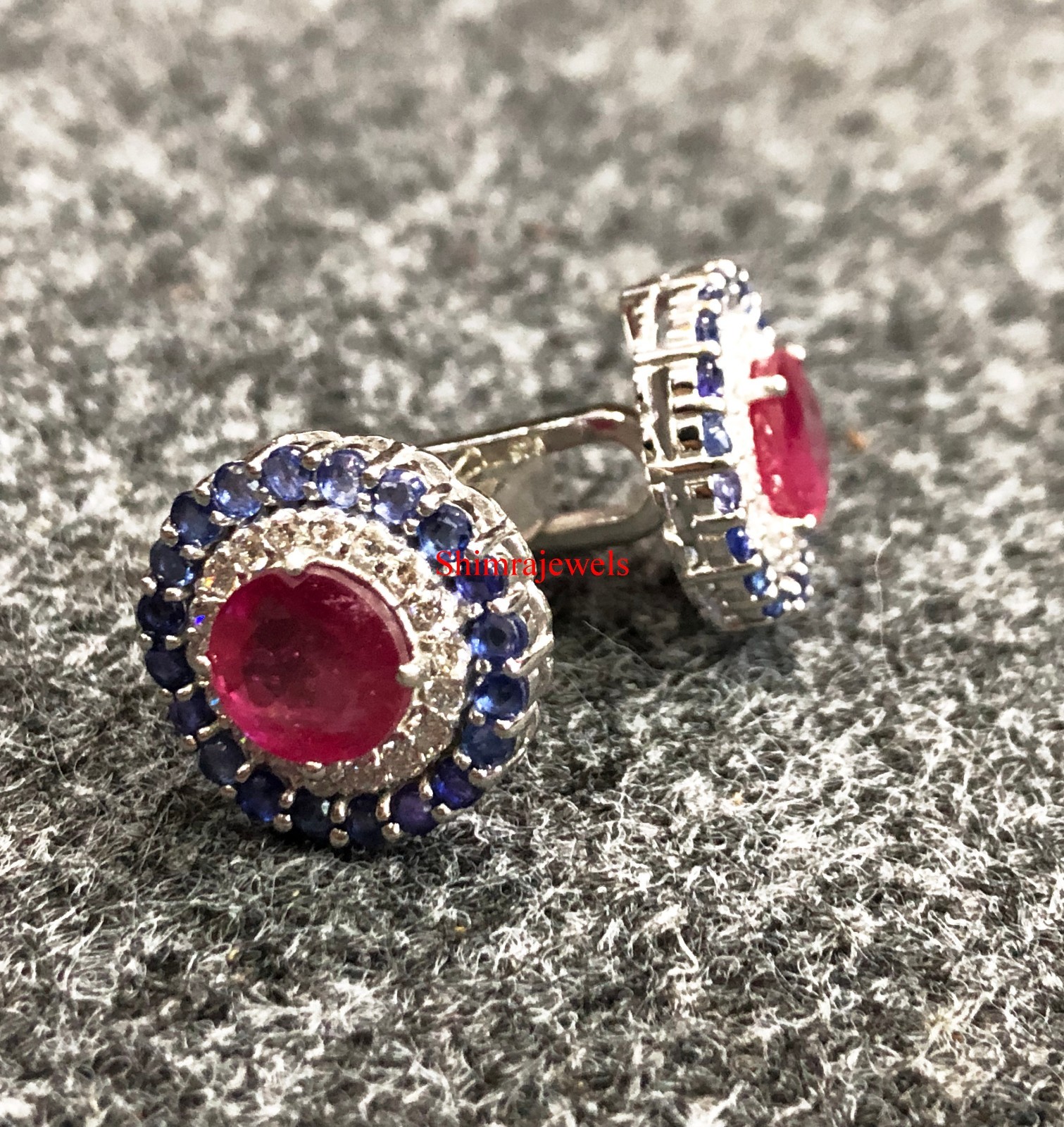Heated Ruby & Heated Sapphire With 925 Sterling Silver Cufflinks #5
