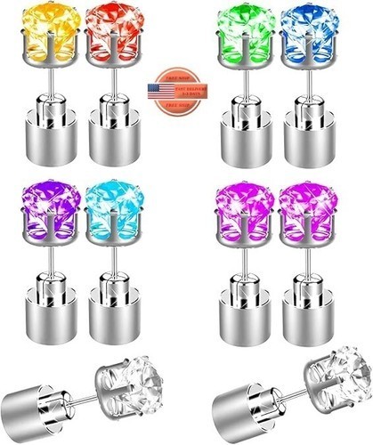 Aretes Zarcillos con Luz LED de Diamantes Accesorios Para Mujer y Niña Par US