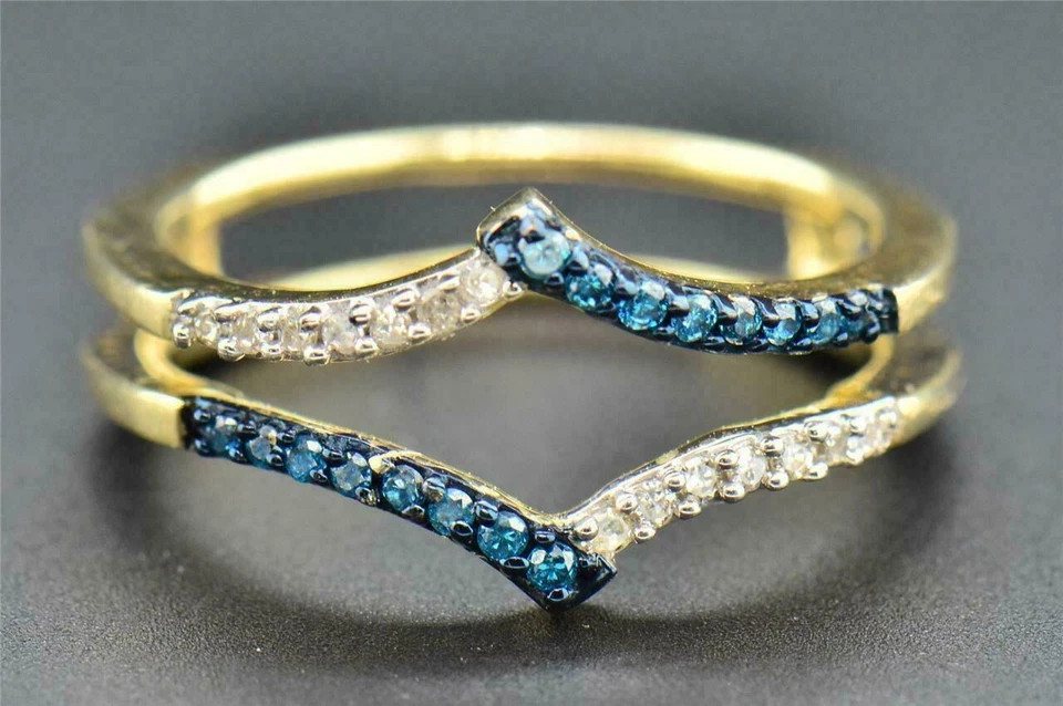0.20Ct Lab Created Blue Topaz Wedding Enhancer Wrap Ring 14K Yellow Gold Finish