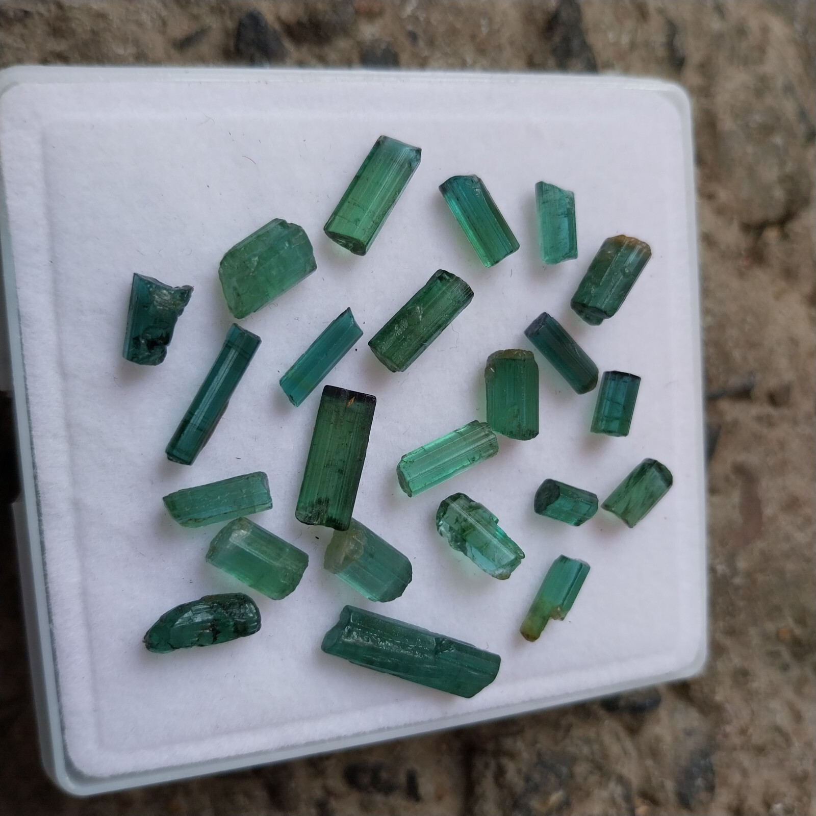 24 Carat Natural Greenish Blue Color Tourmaline Rough Pencil 23 PCS Lot