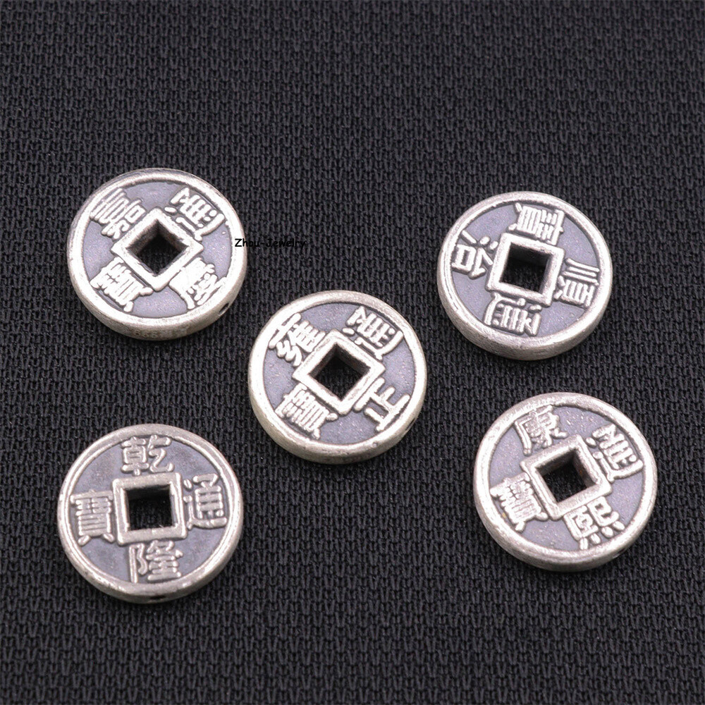 5 PCS Pure S999 Sterling Silver Pendant Men Women Coin Pendant 12mm 4.4-4.5g