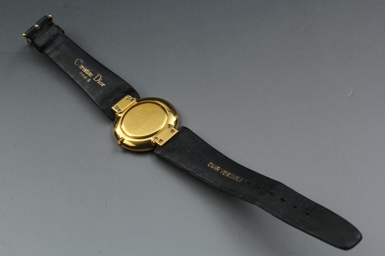 Dior Bagheera 47 153-2 Gold Black Moon Dial 30mm Quartz Womens Watch NEAR MINT
