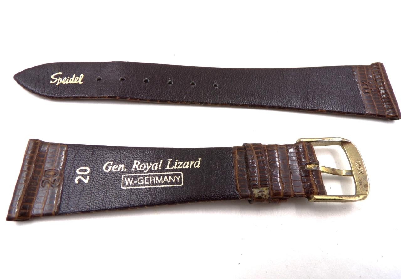 NOS Speidel 20mm/R Brown Royal Lizard Leather Watch Band GC (B736)