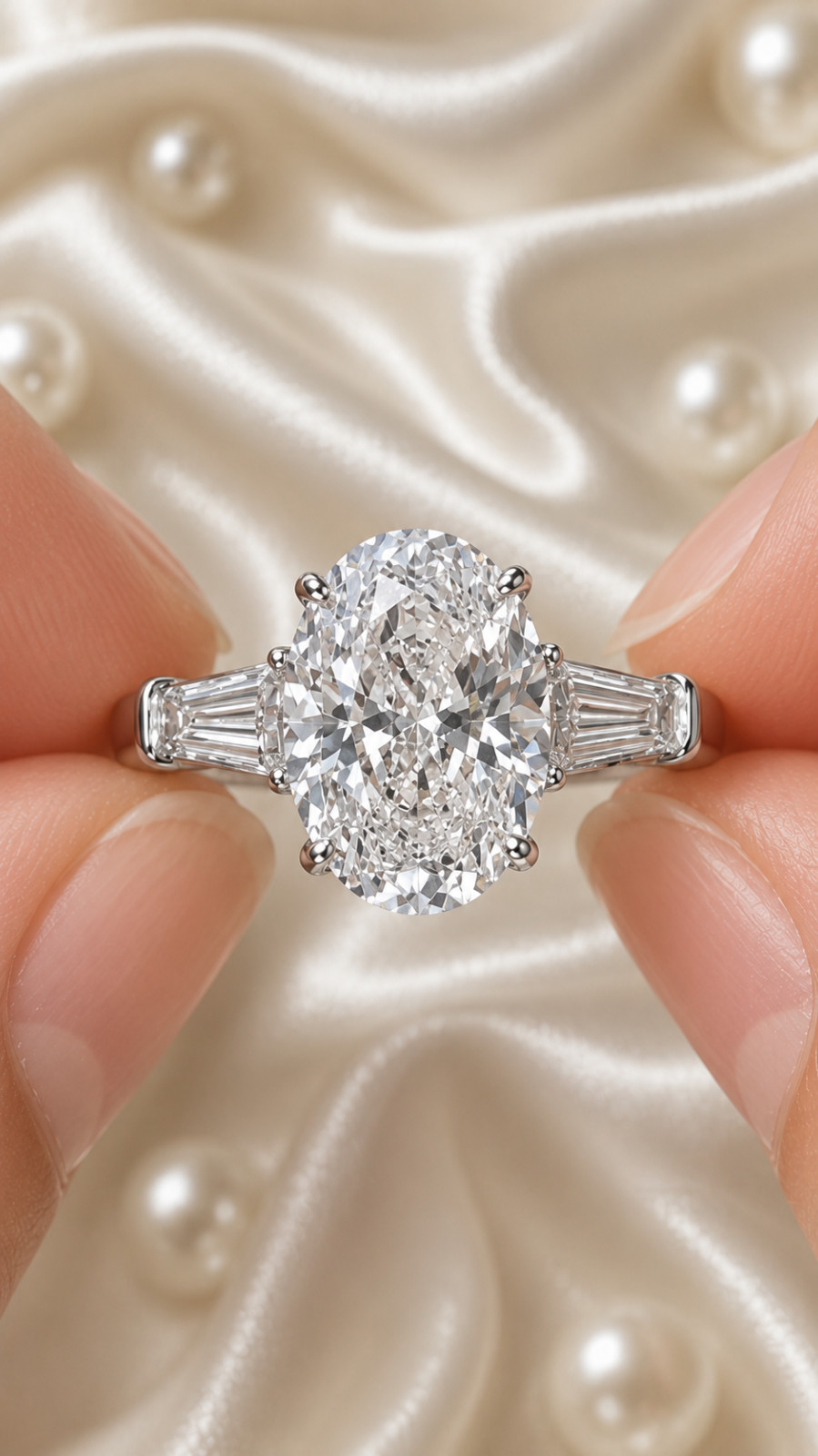 IGI Certified Lab Grown Diamond Engagement Ring 6.80 Ct Oval Cut 14k White Gold