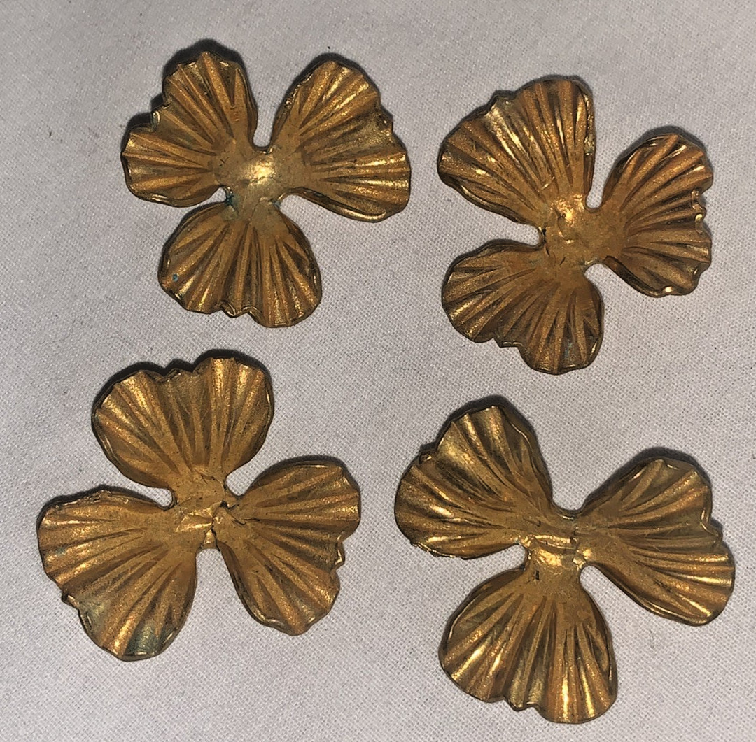 Lot of 4 Gold Tone Floral Jewelry Findings-Circa 1940’s