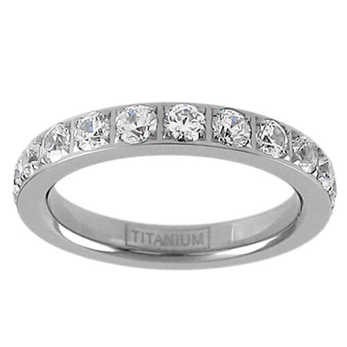 Titanium 1.7 Carat CZ Eternity Wedding Band Ring Size 5-10 (w/ half sizes)