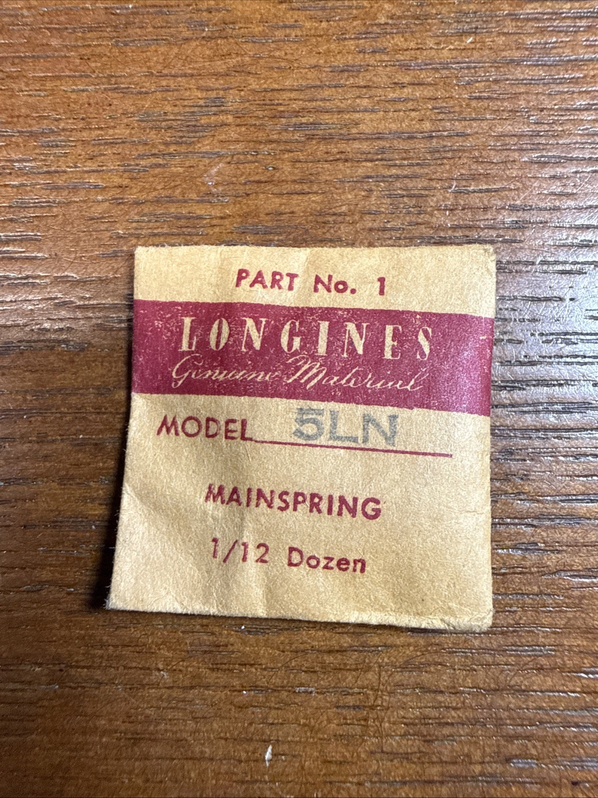 LONGINES MODEL 5LN, PART No. 1, MAINSPRING, WATCH MOVEMENT PART, NOS