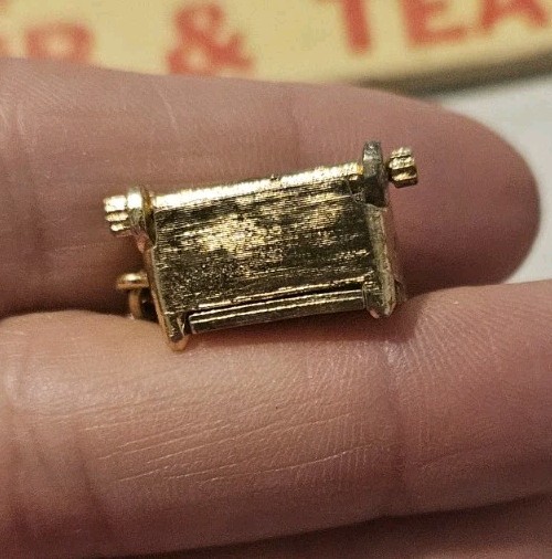 Vintage Monet Typewriter Charm w/ Rhinestones Not Stamped Gold Toned