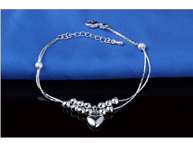 ADJUSTABLE Silver Anklet Bracelet Barefoot Sandal Beach Foot Heart Ball Chain AG