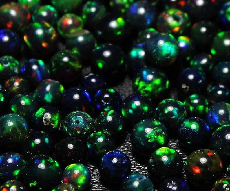 Black Ethiopian Opal Round Beads 4-5mm 10 Pieces Natural Loose Gemstone