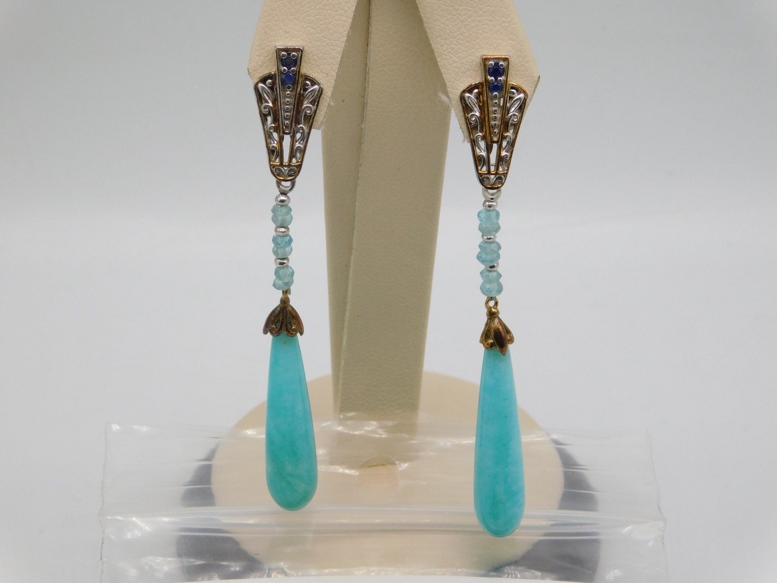 DESIGNER MICHAEL VALITUTTI GEMS EN VOGUE STERLING SILVER LARIMAR STONE EARRINGS