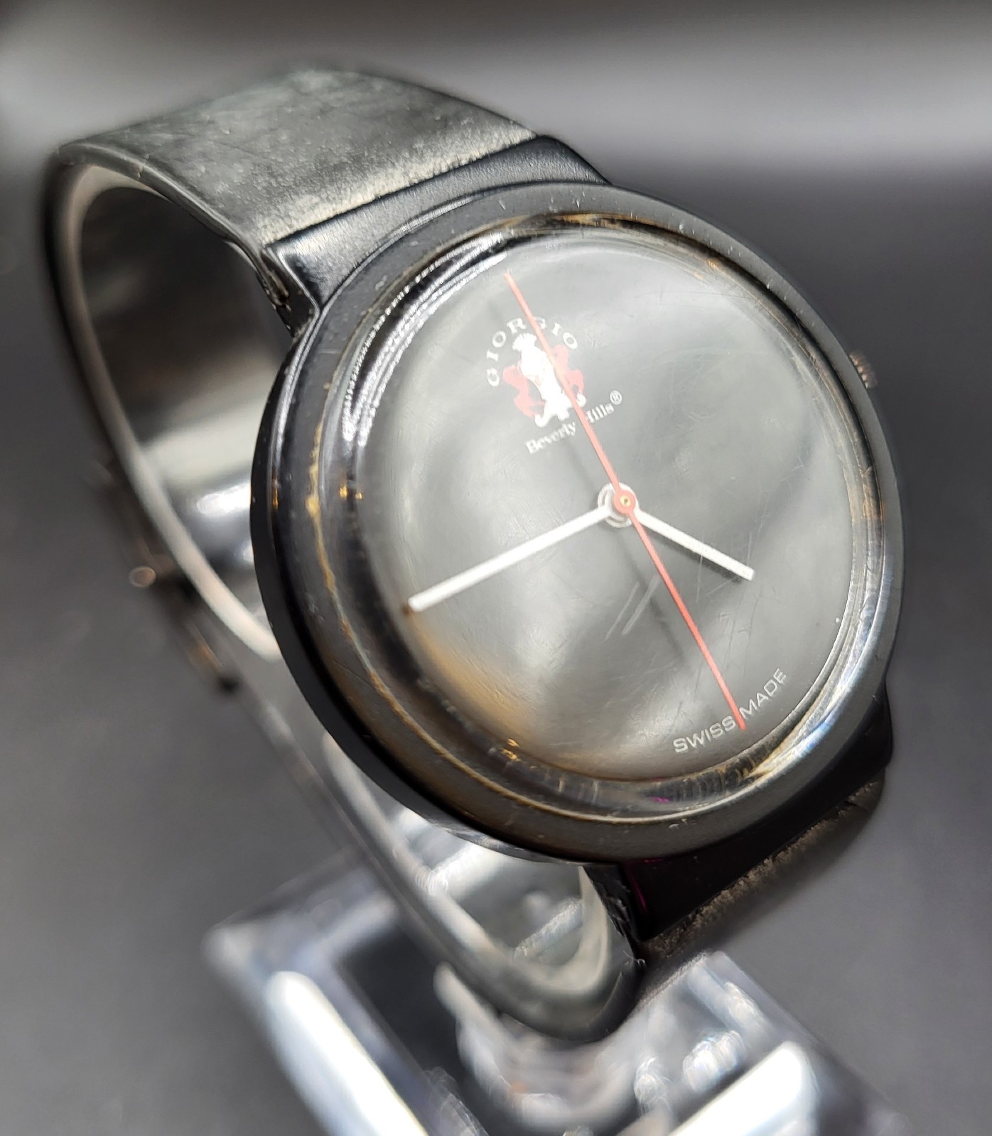 Vintage Swiss Giorgio Beverly Hills Black Unisex Analog 36mm Quartz Watch WR