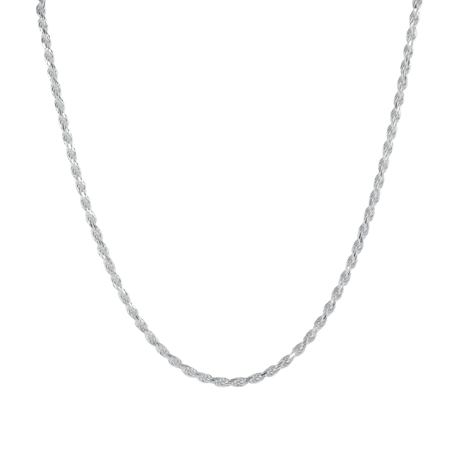 925 Italian Sterling Silver Rope Chain .050 2.5mm Anti-tarnish