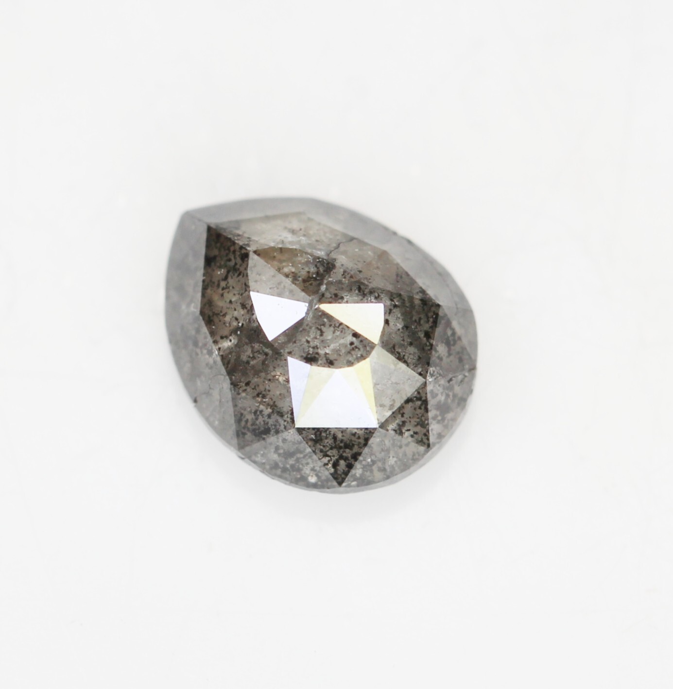 0.98 CT 6.9 MM Natural Loose Pear Salt And Pepper Diamond Grey Color Pear Shape