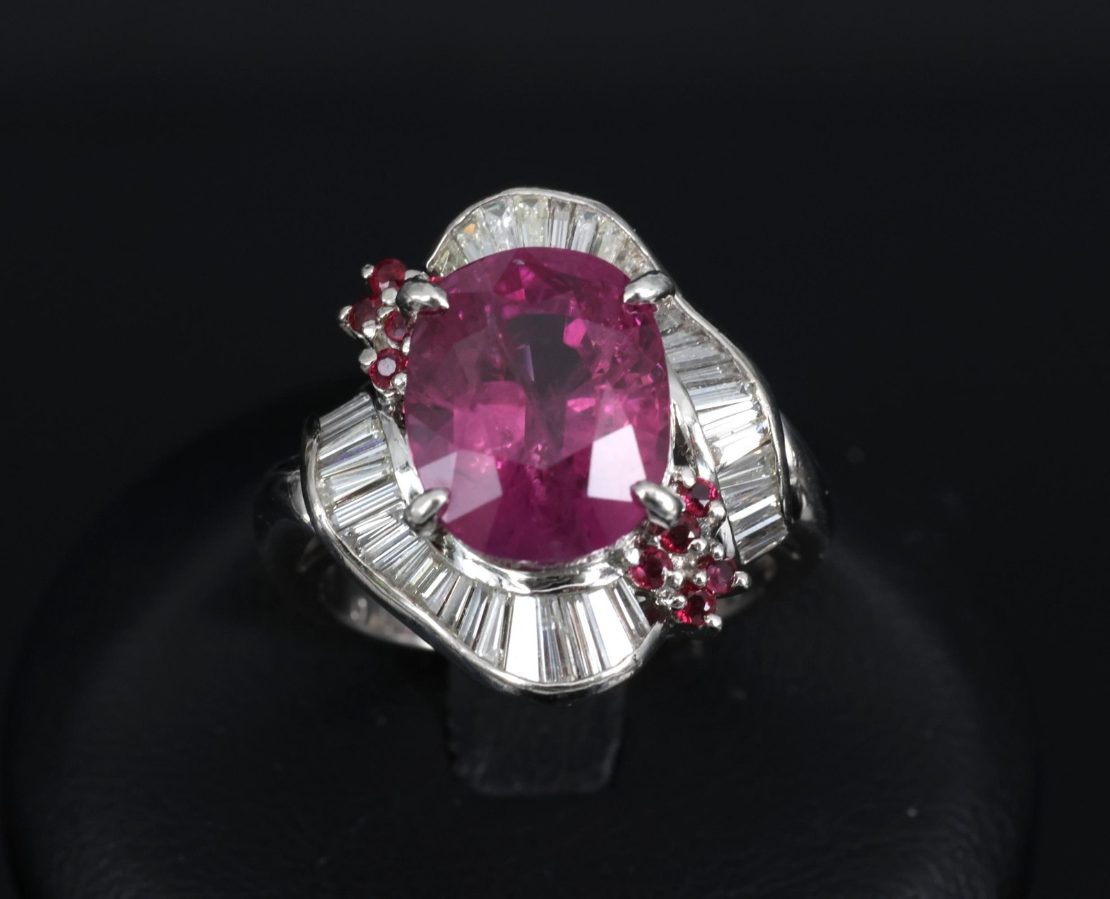 Rare 7.69ct GIA Pink Sapphire 1.02ct Diamond & Ruby Platinum Ring Size 7