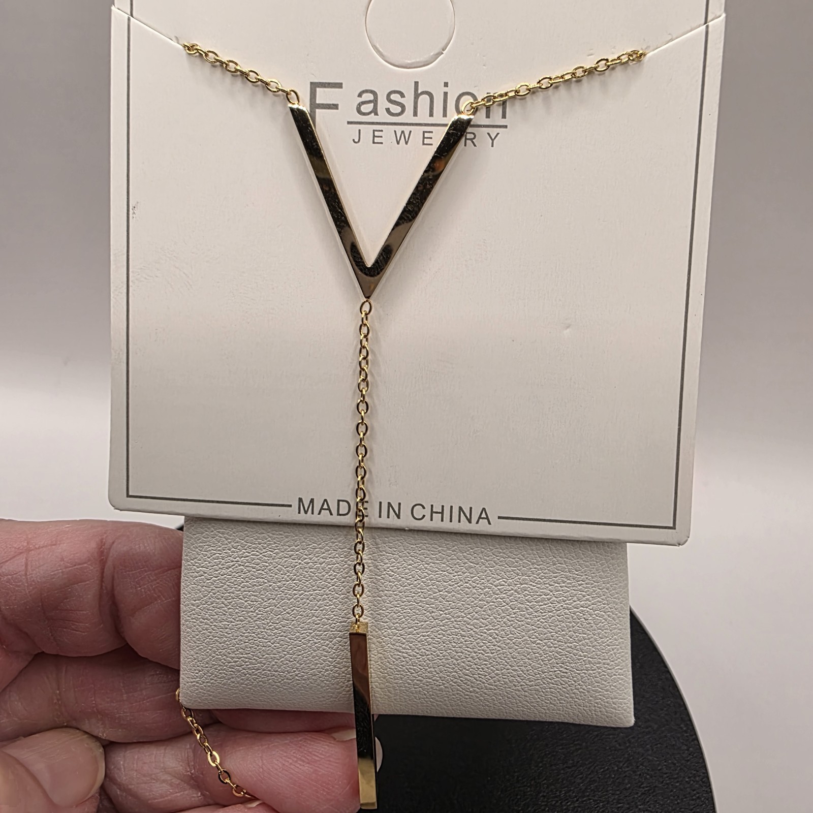 Stainless Steel Copper Plated 16″Necklace w/85mm Y Pendant