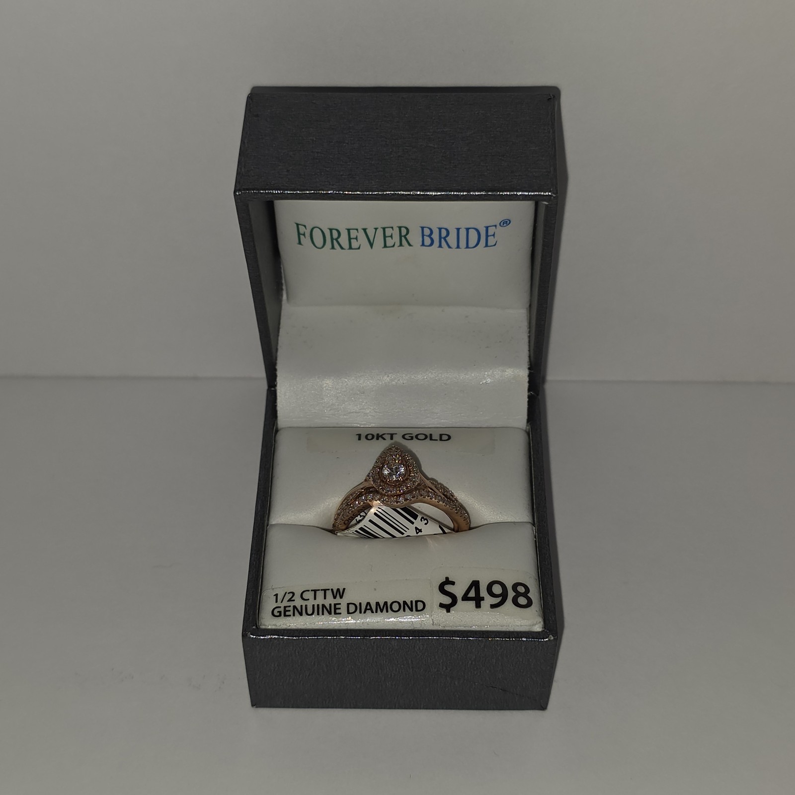 Wedding Ring & Band Set 10K Rose Gold 1/2 CTTW Diamond, Size 7