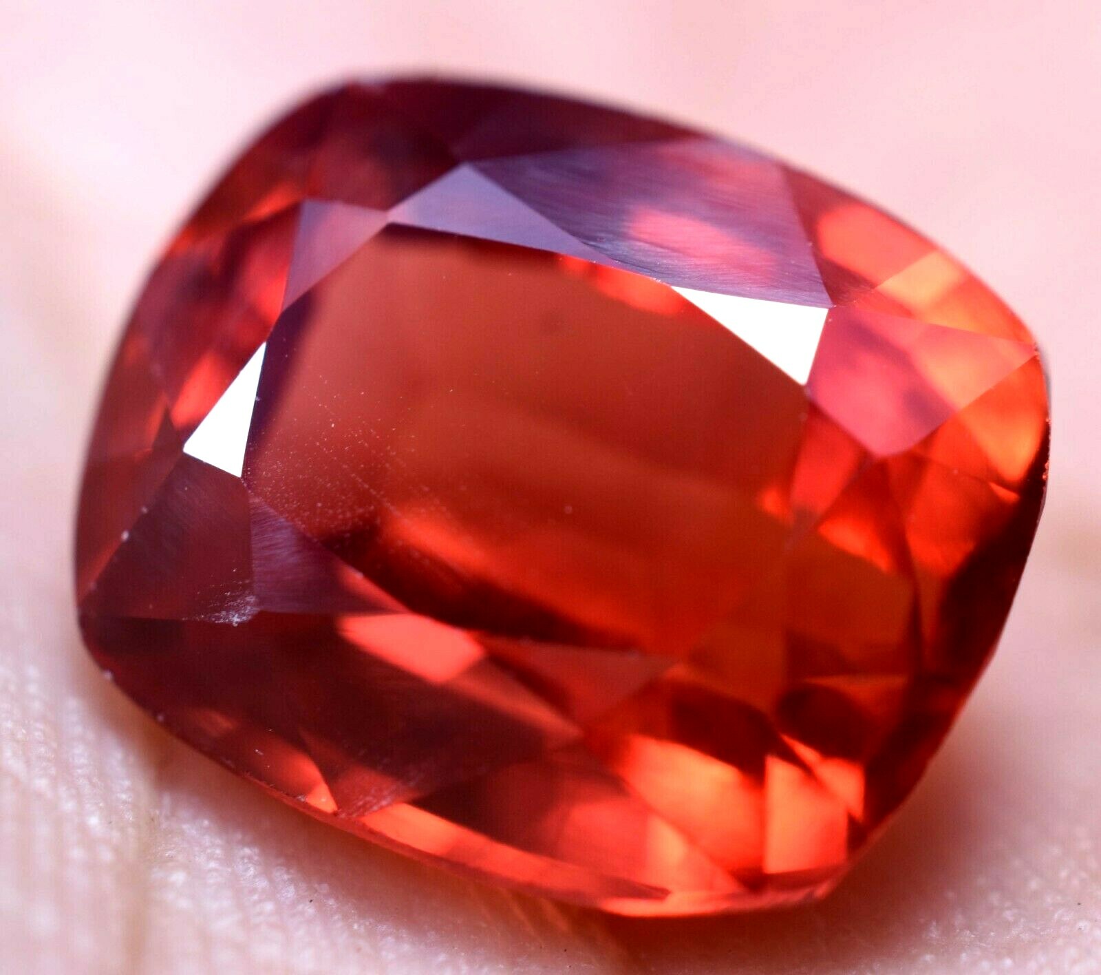 12.35 Ct Natural Padparadscha Sapphire GGL Certified Cushion Cut Treated Gem