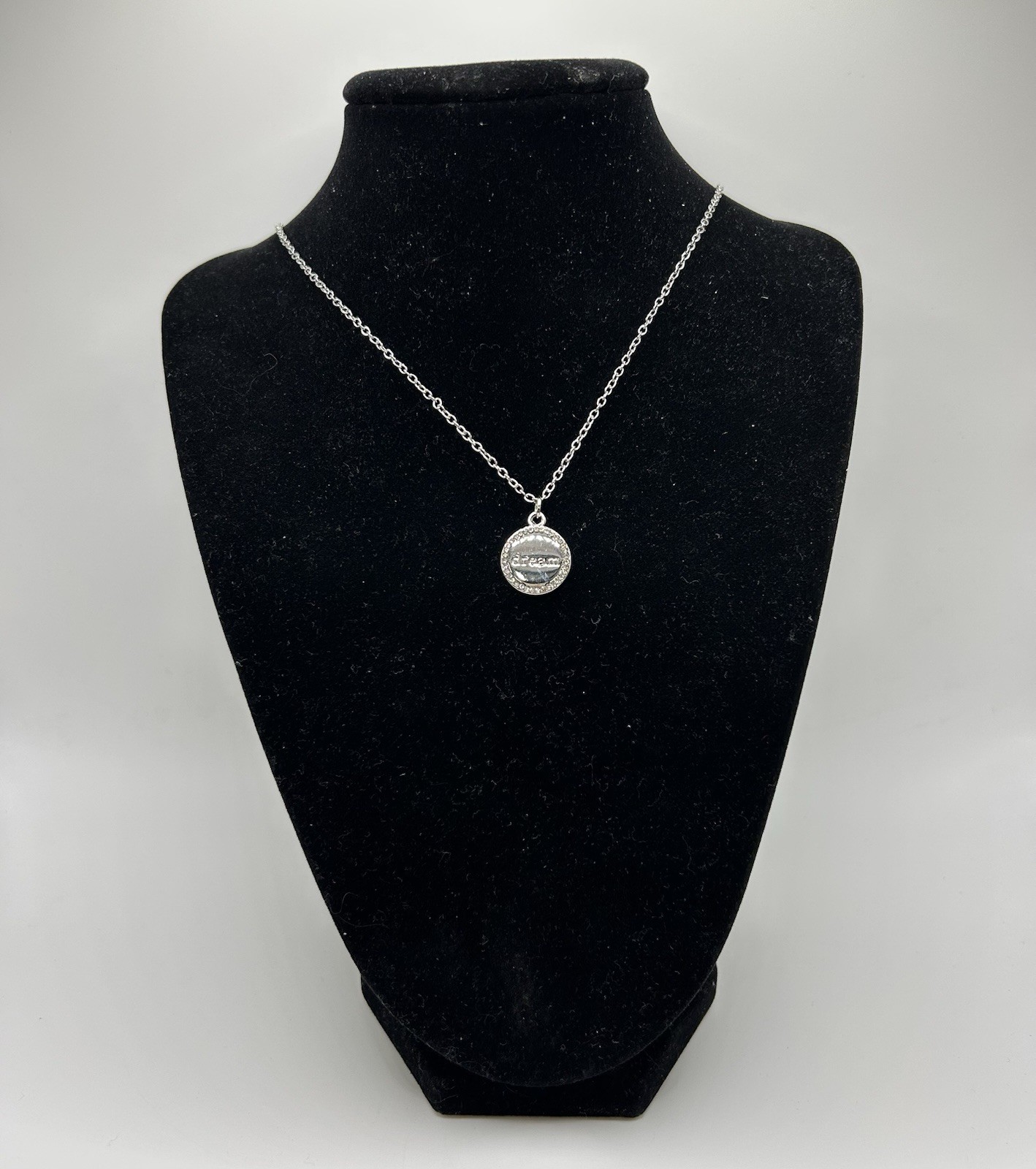 Lovita & Co. Silver Color Long Chain BELIEVE Charm Necklace