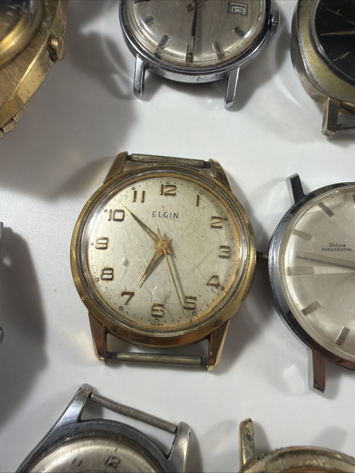 Lot Of 18 Vintage Watch Mechanical And Quartz Men’s Recta Contex Bulova Elgin ++
