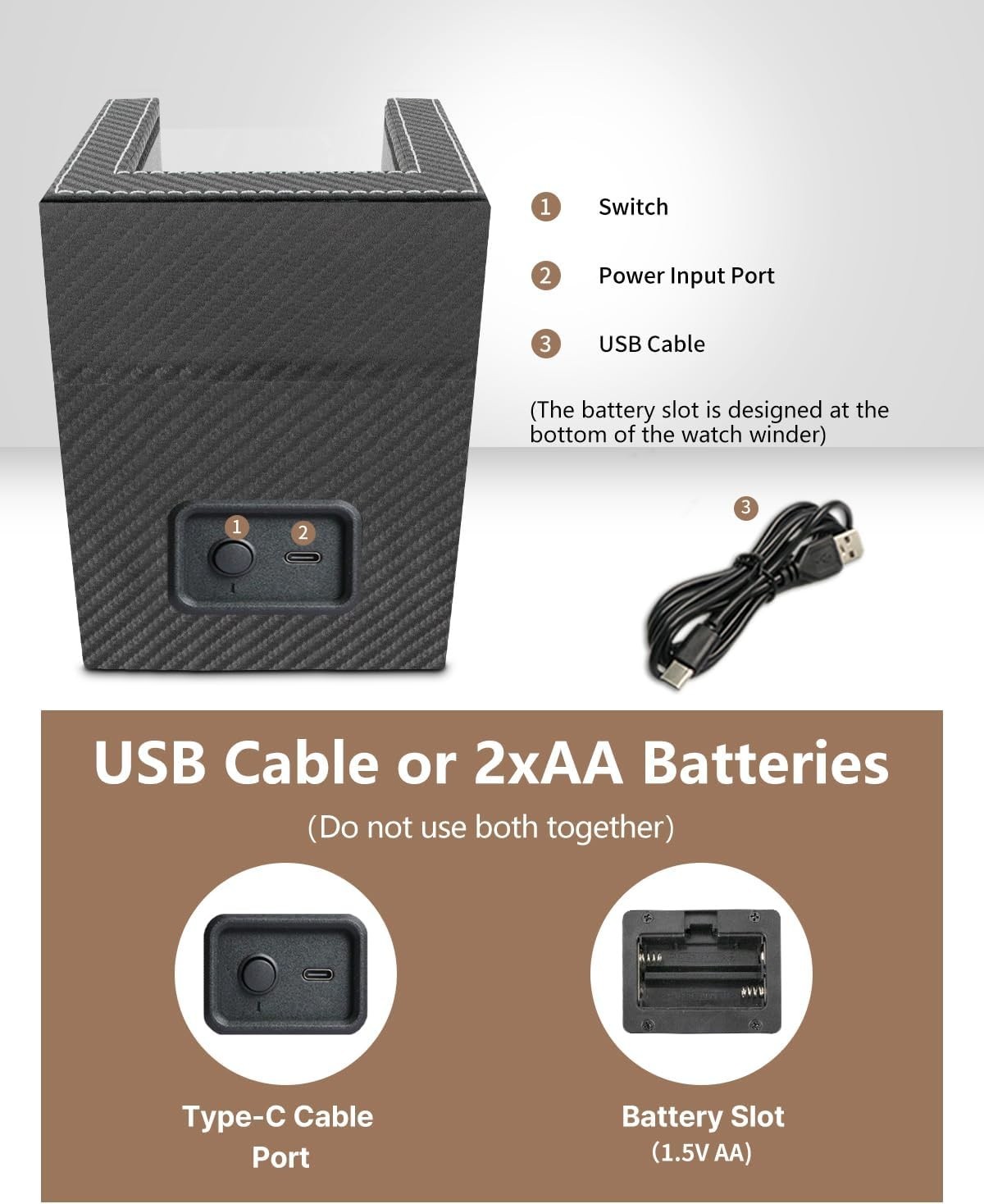 Automatic Watch Winder with USB-C Power Supply – For Watch Enthusiasts