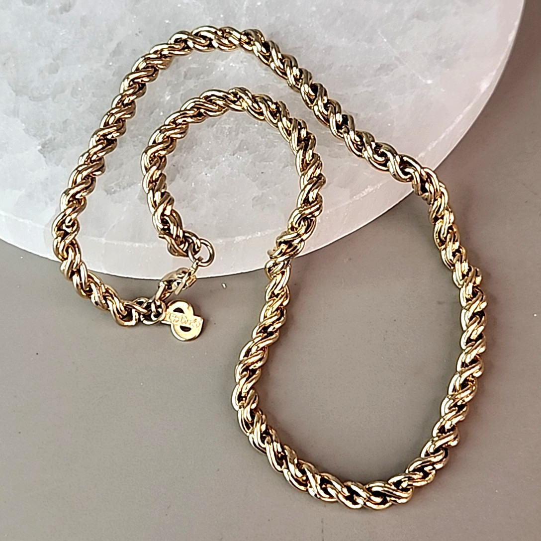 Vintage Christian Dior Rope Chain Necklace 4mm SHORT 15″