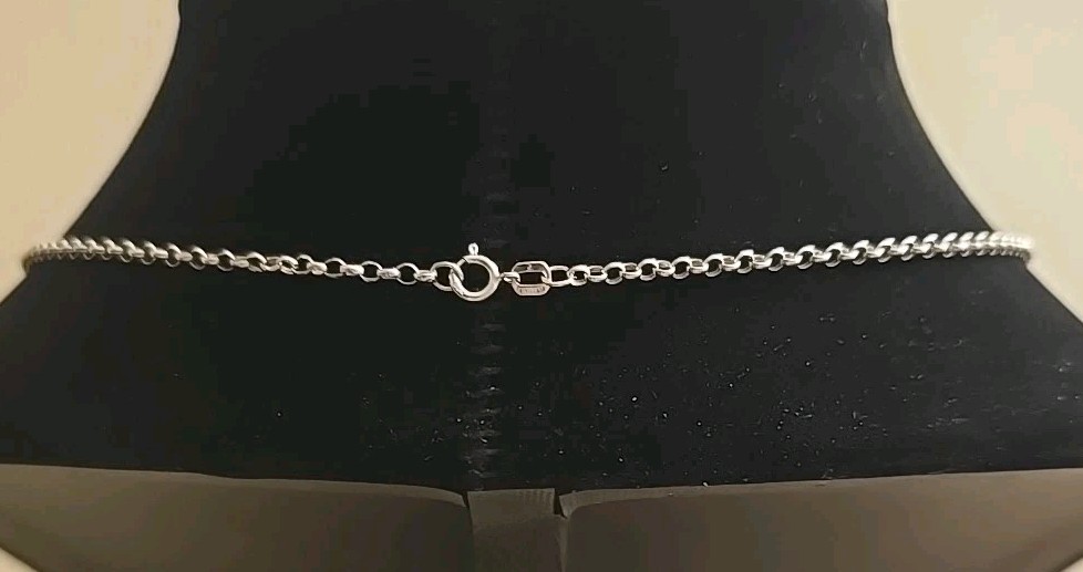 14K WG Italy Rolo Link Chain Necklace Spring Ring Clasp/Closure, App. 19 3/8 In.