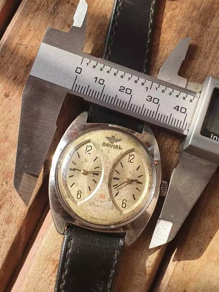 Rare! JOVIAL Dual Time Mechanical Movement 34 Jewels Swiss Men’s Watch
