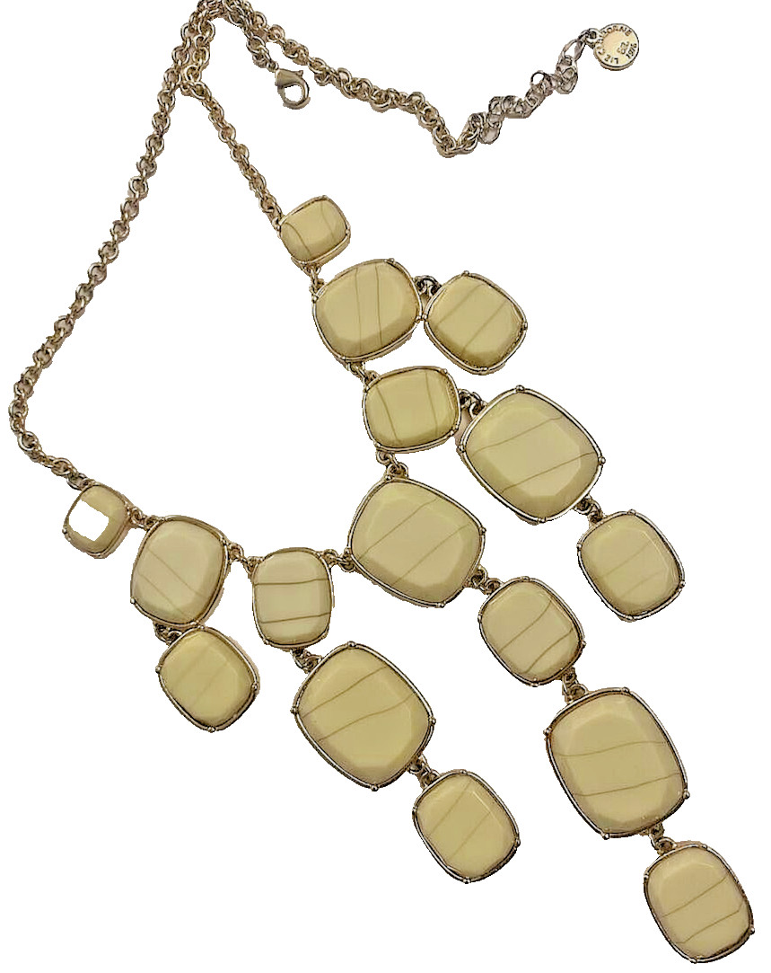 Vintage Liz Claiborne Gold Tone Beige Statement necklace. 19 1/2 inches long