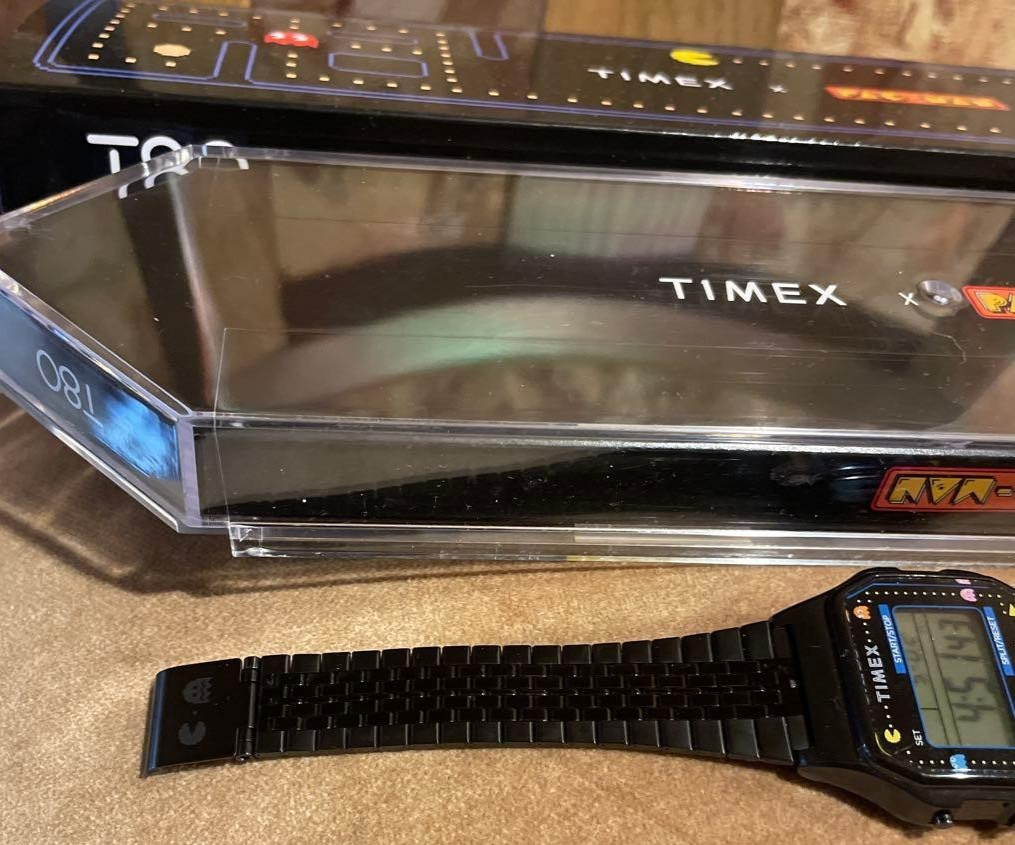 Timex T80 Pac-Man 40th Anniversary Black Digital Watch Retro Limited Used Japan