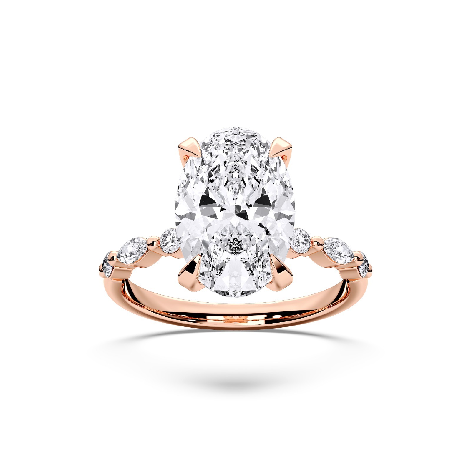5.25 CT Oval & Round Cut Moissanite 7 Stone Engagement Ring 925 Silver for Women