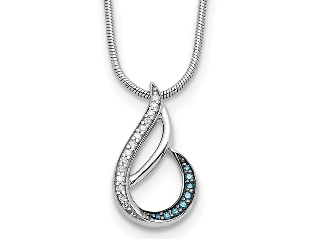 1/12 Carat (ctw) Blue & White Diamond Pendant Sterling Silver