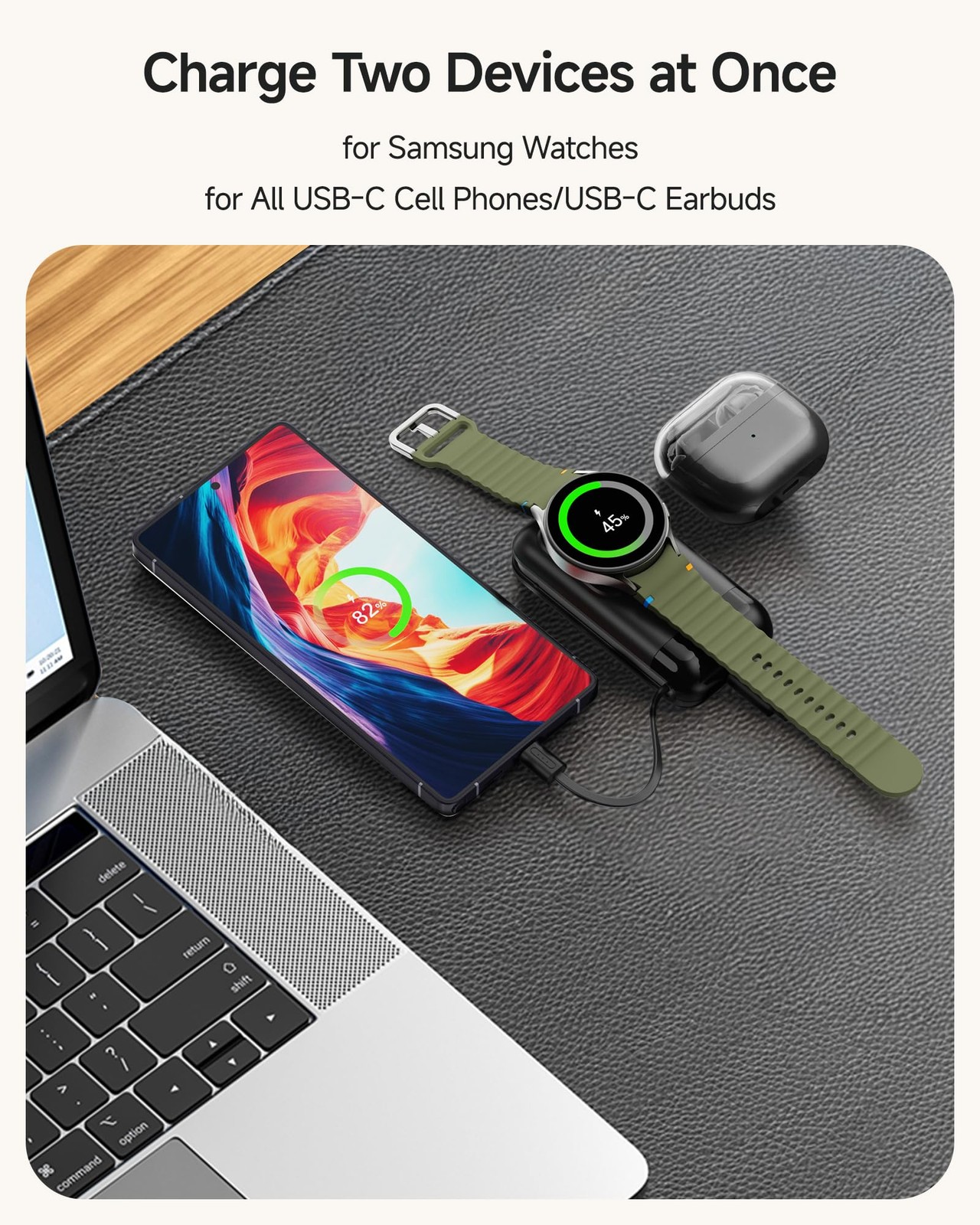 Portable Watch Charger, 6000mAh 2 in 1 Portable Charger for Galaxy Watch 8/8 …
