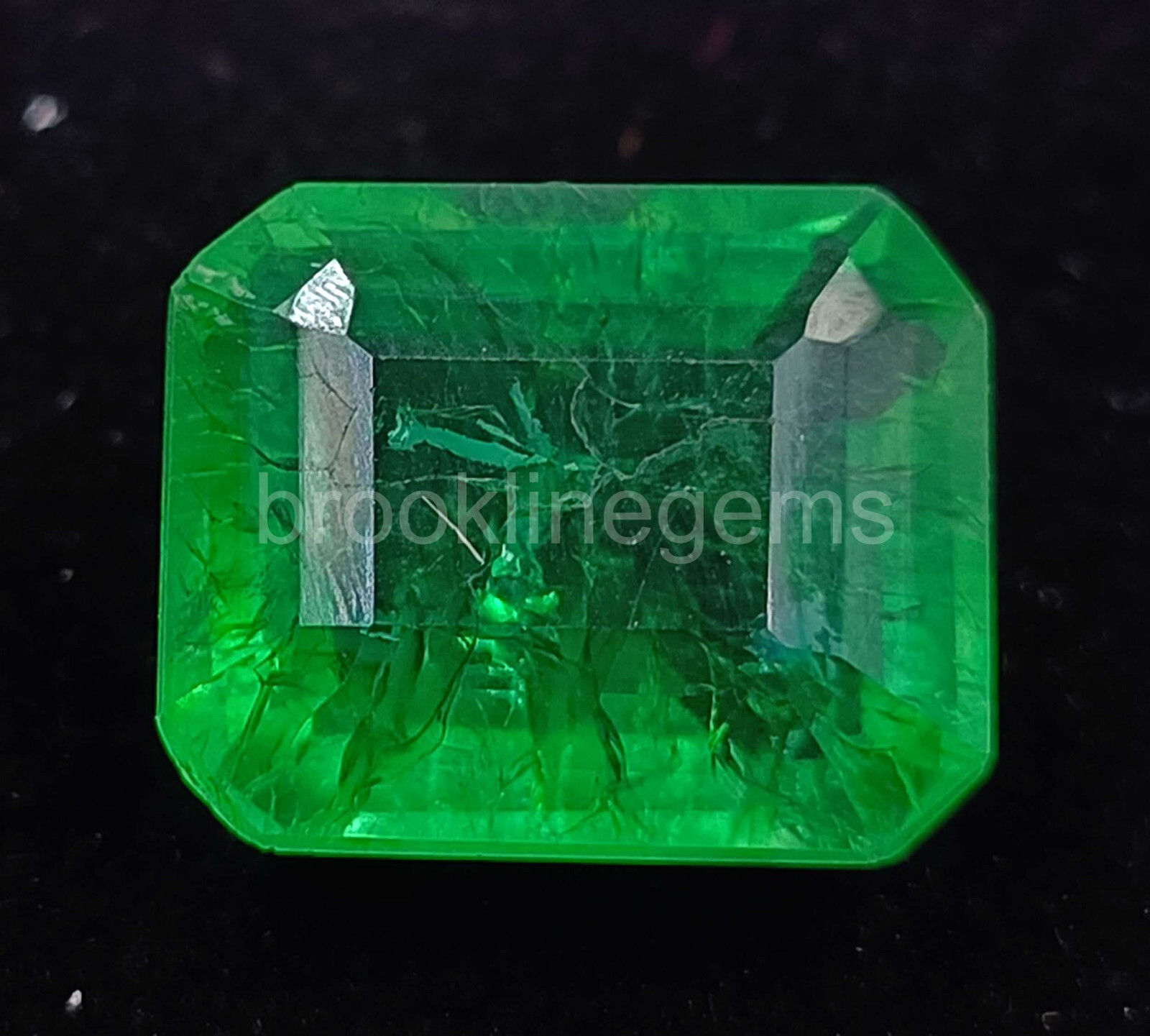 Natural Green Emerald 11.40 Ct Zambia Emerald Cut EGL Loose Gemstone 5ARP